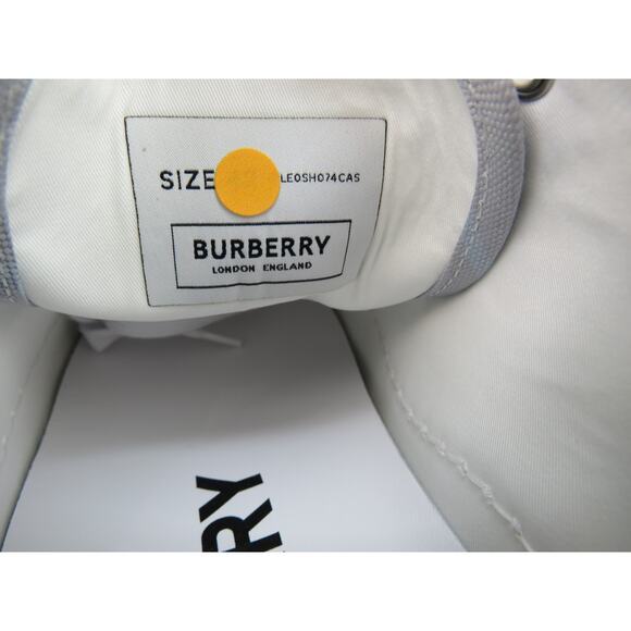 NIB BURBERRY JACK GRAY CHECK CANVAS LOGO WHITE CAP TOE SNEAKERS 43 10 ITALY - Picture 9 of 12